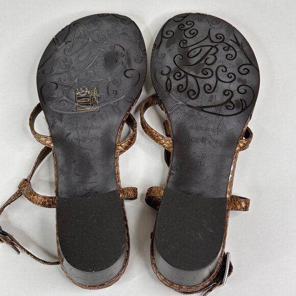 Brighton Brown Faux Snakeskin Sandals With Silver Floral Medallion Size 8.5 - Picture 9 of 10